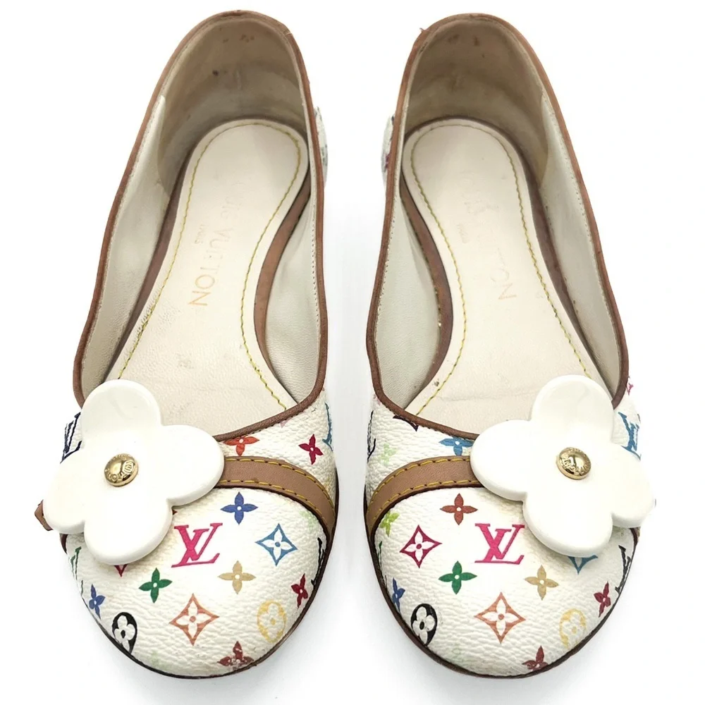 Louis Vuitton 2003 Takashi Murakami Romy Vintage Monogram Flower Ballerina Flats - Picture 2 of 8
